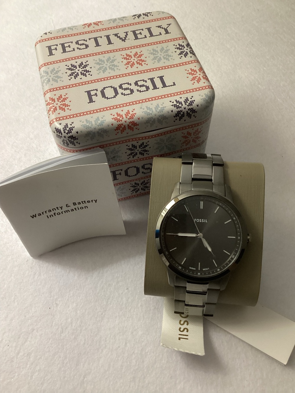 Fossil Minimalist Smoke Stainless Steel Bracelet Watch 44mm